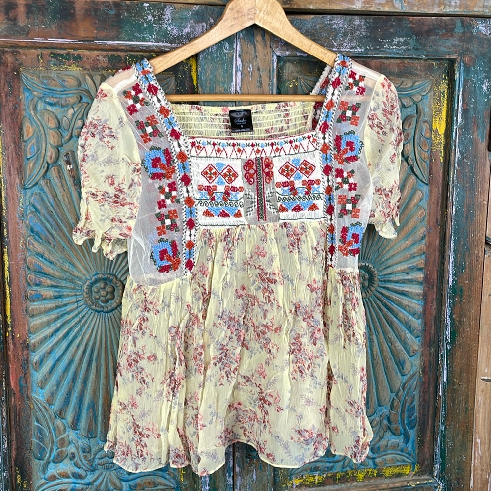 Embroidered boho top